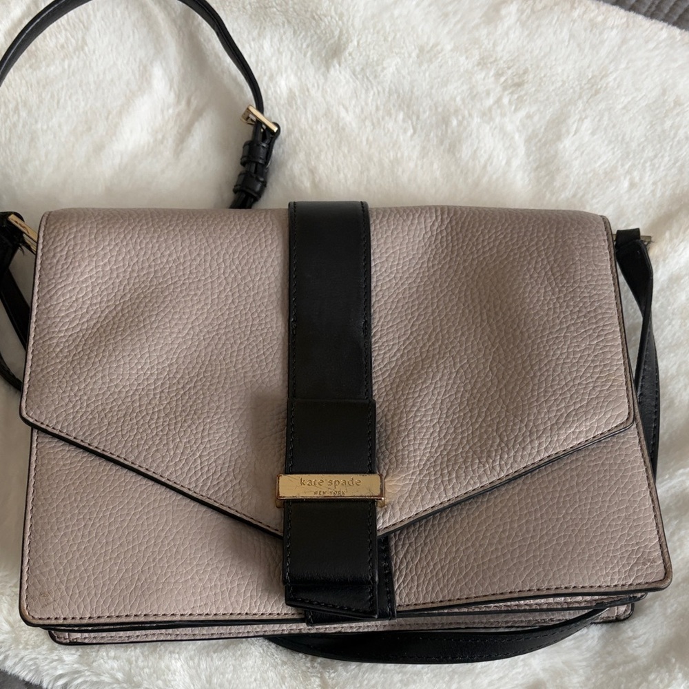 Kate Spade Taupe and Black Crossbody Bag